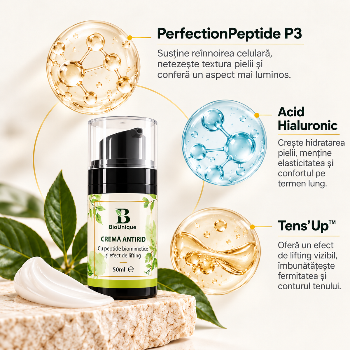 Crema antirid cu peptide biomimetice si efect de lifting, 50 ml