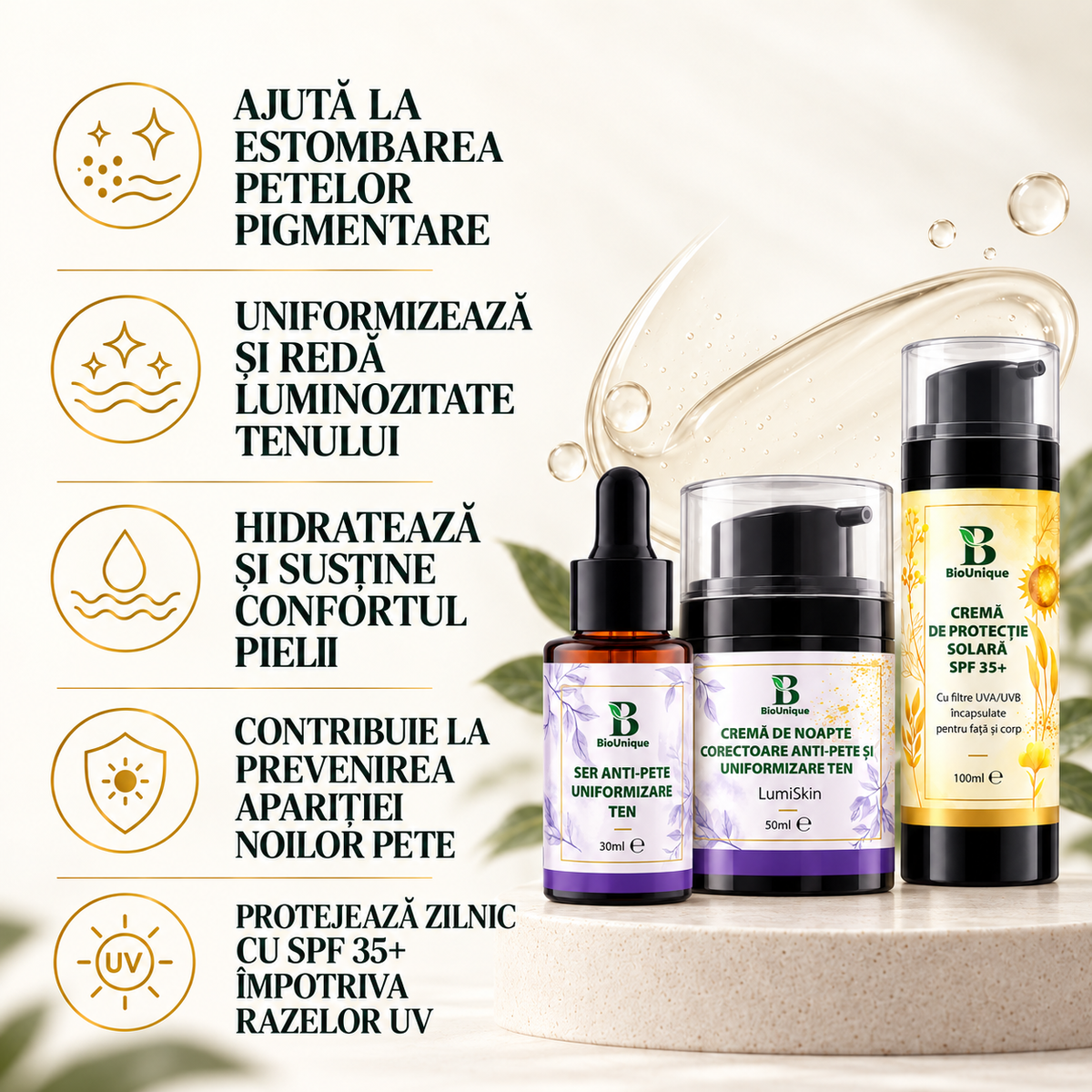 Rutina completa anti-pete si protectie SPF