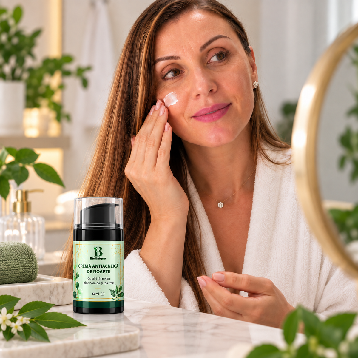 Cremă antiacneică de noapte cu neem, niacinamida si tea tree, 50 ml