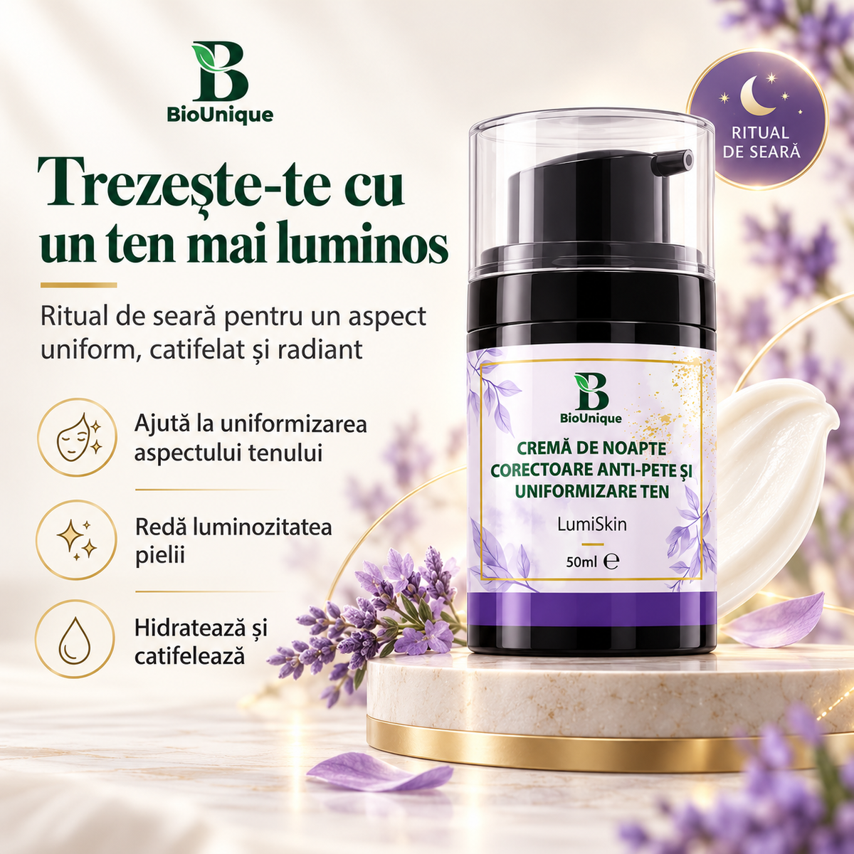 Cremă de noapte corectoare anti-pete și uniformizare ten cu lumiskin, 50 ml