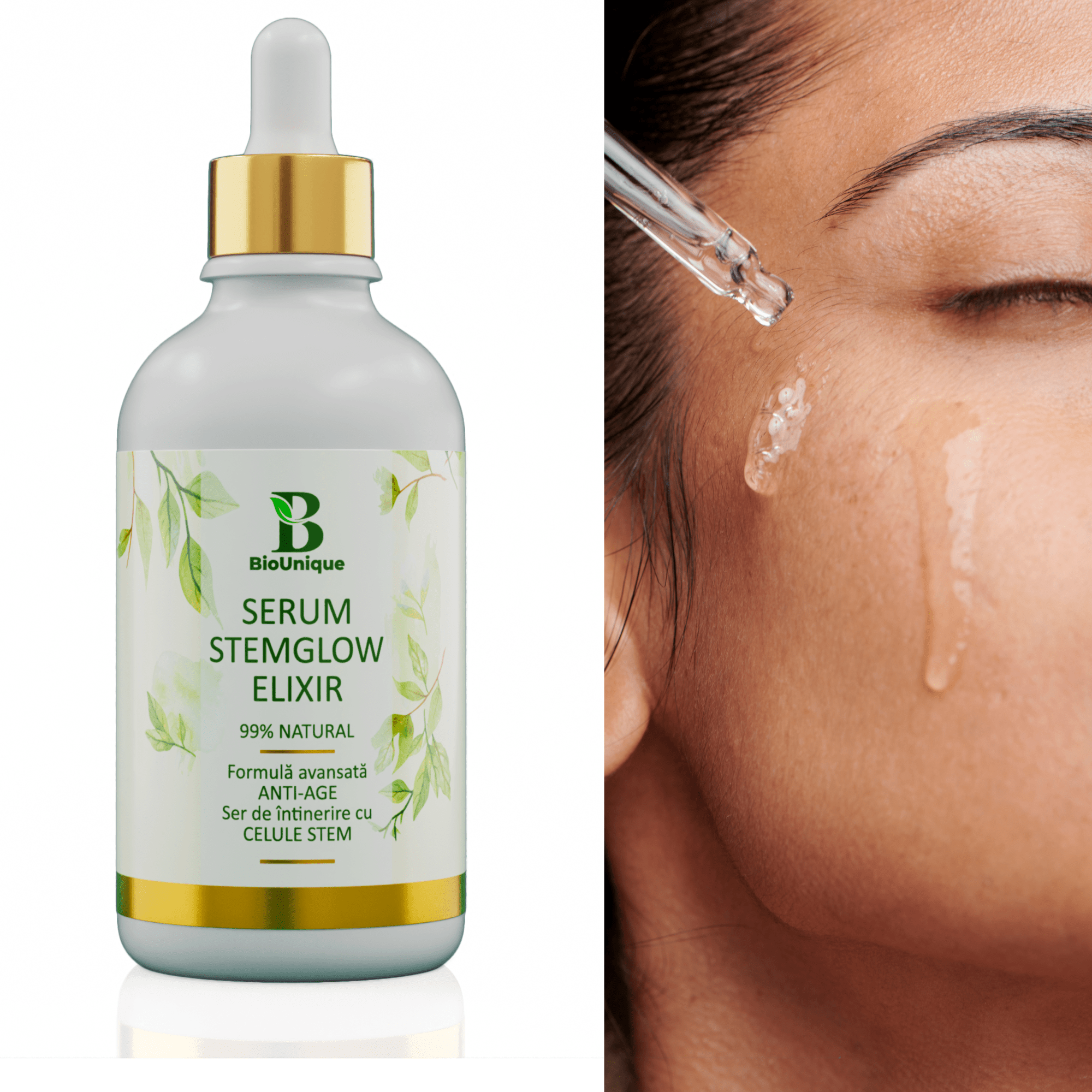 Serum Stemglow Elixir - Ser Anti - Aging cu Celule Stem din Portocal și Acid Hialuronic - BioUnique