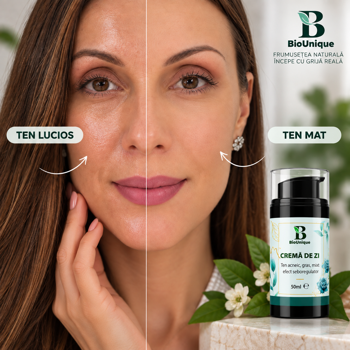 Cremă de zi seboregulatoare pentru ten gras, mixt și acneic, 50 ml