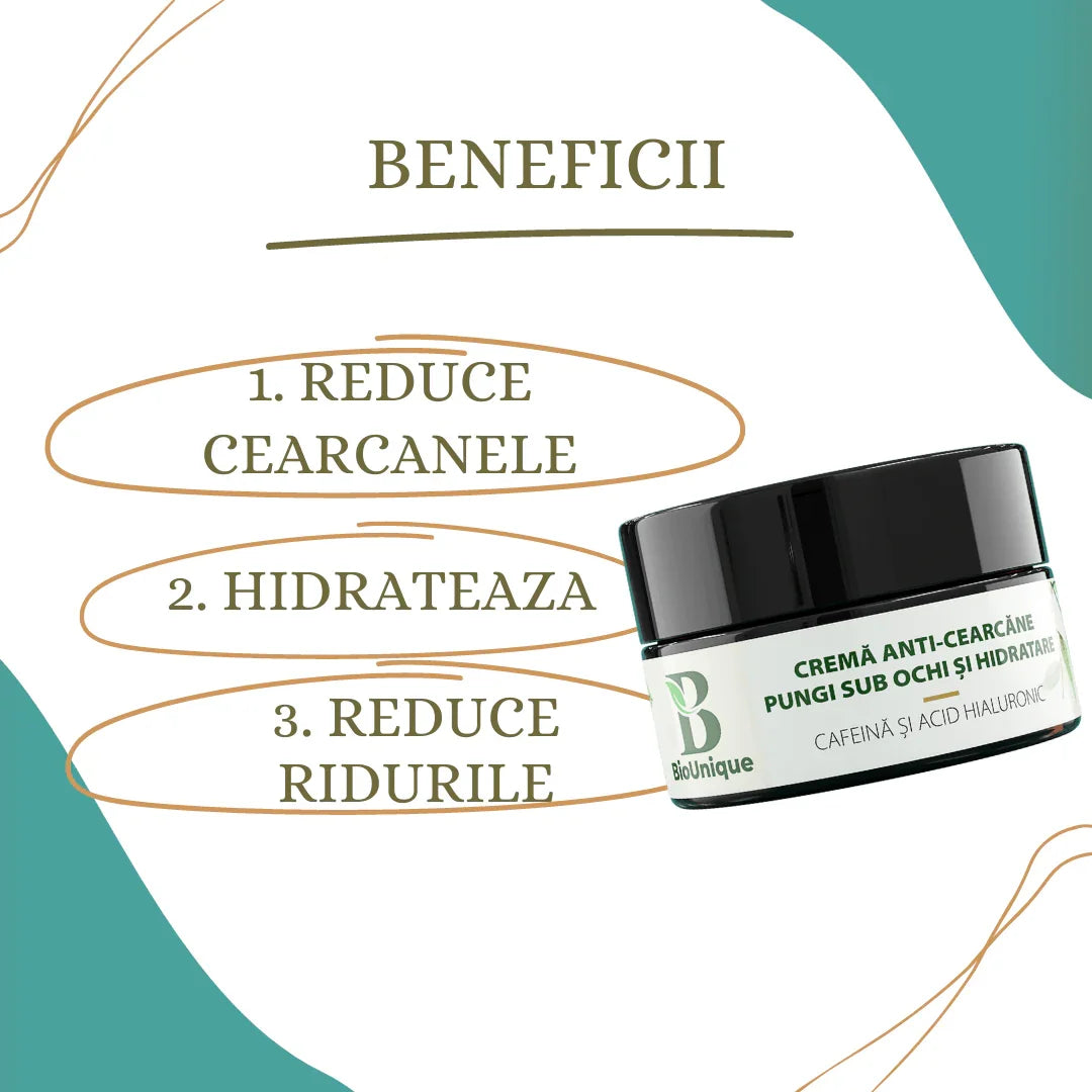 Cremă Anti-Cearcăne și Pungi Sub Ochi ce reduce cearcănele, pungile și ridurile fine - BioUnique