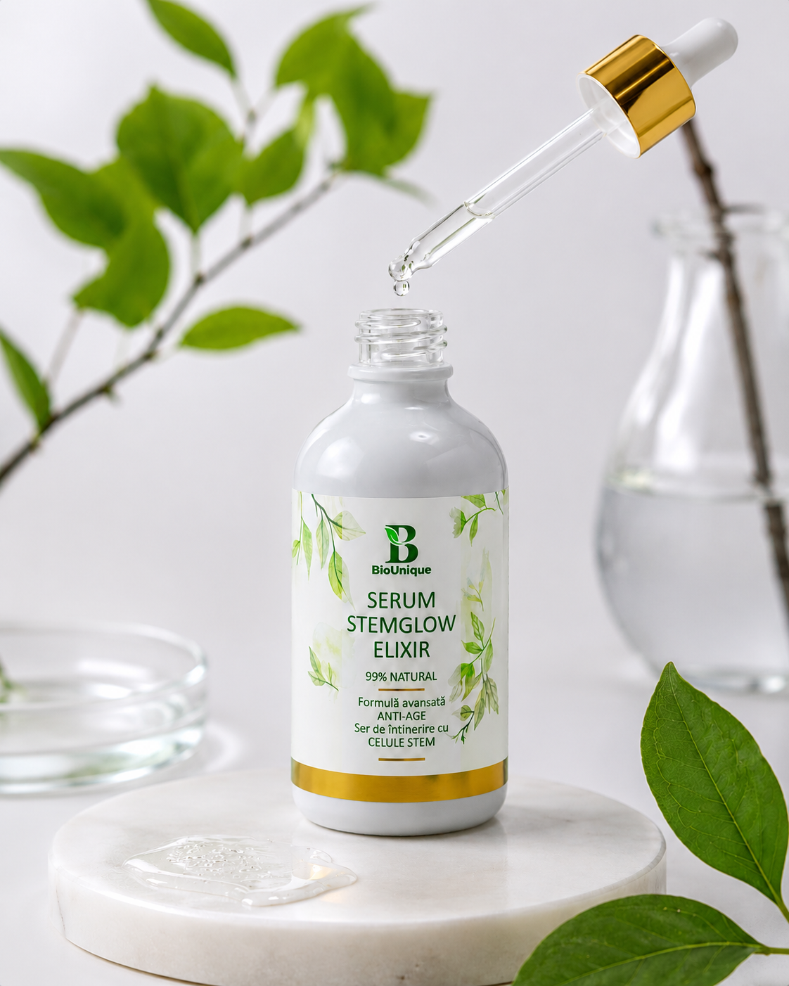 Serum Stemglow Elixir - Ser Anti-Aging cu Celule Stem și Acid Hialuronic, 30 ml