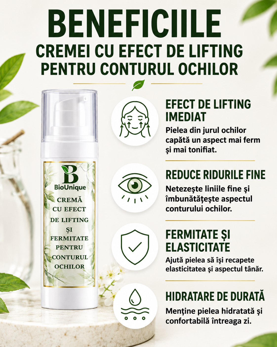 Cremă cu efect de lifting și fermitate pentru conturul ochilor cu TENS’UP 10%, 30 ml