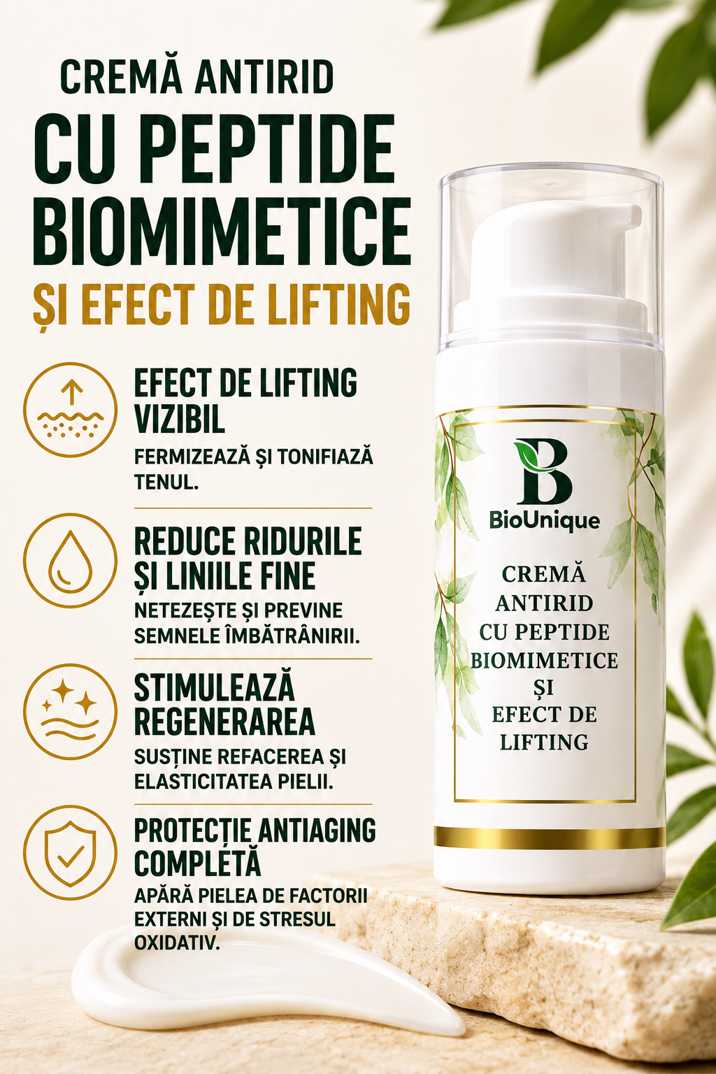 Crema Antirid cu Peptide Biomimetice si Efect de Lifting, 50 ml