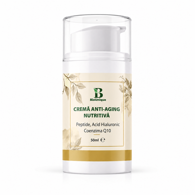 Cremă Anti-Age cu Peptide, Acid Hialuronic și Coenzima Q10, 50 ml