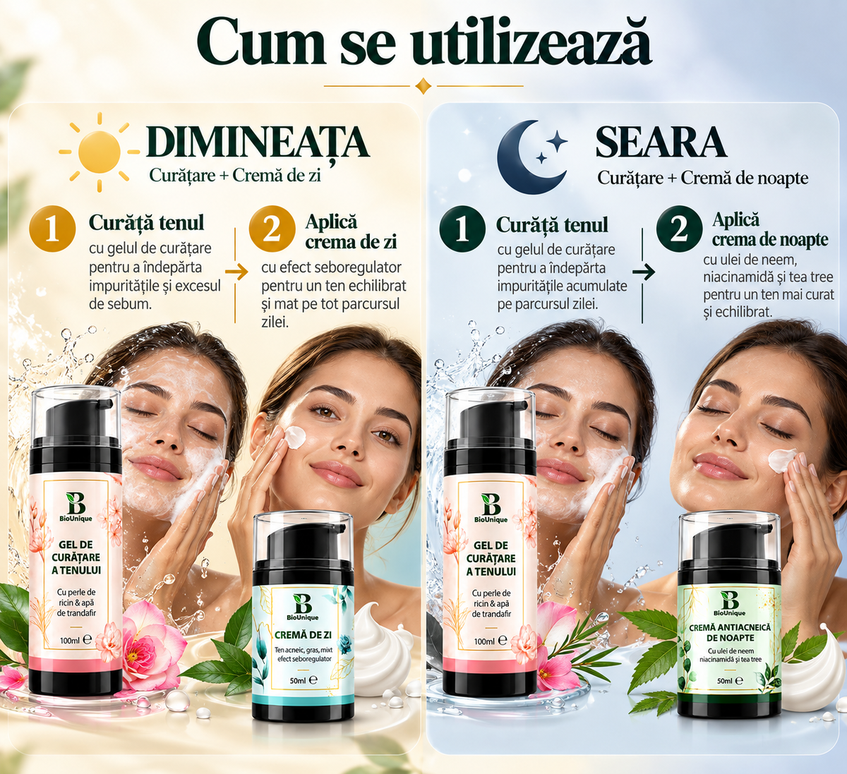 Rutina completa ten acneic, gras cu pori dilatati