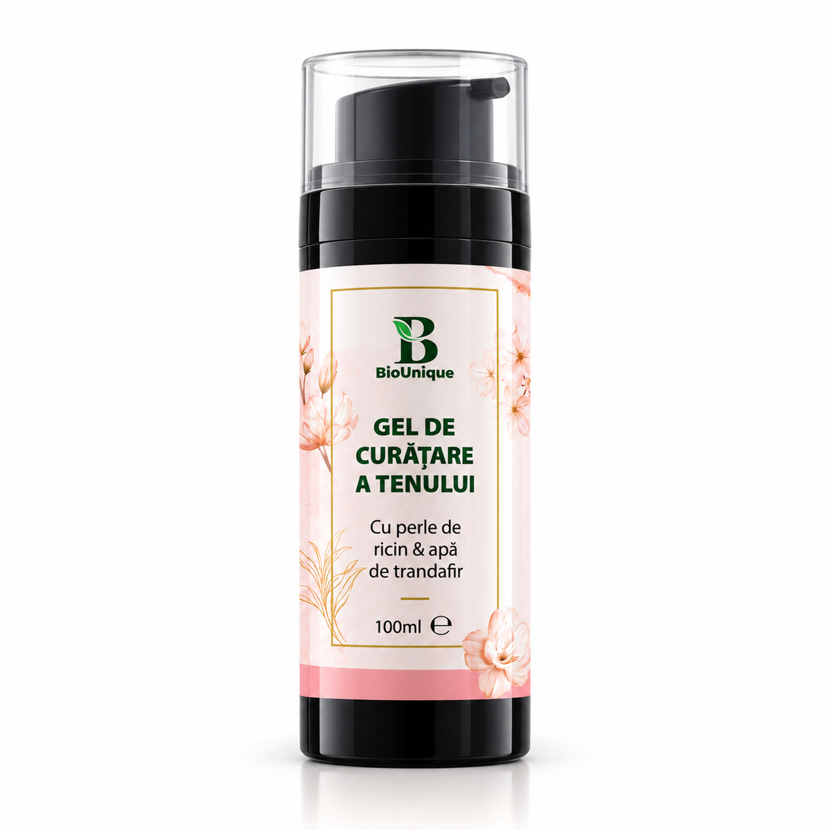 Gel de curățare a tenului cu apă de trandafir & perle de ricin, 100 ml