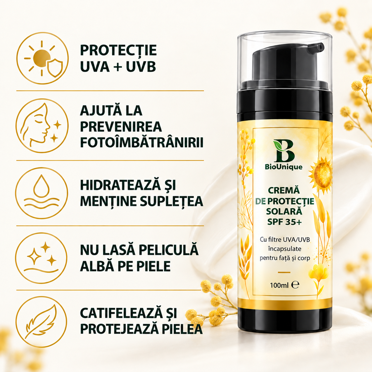 Cremă cu factor de protecție solară SPF +35 pentru față și corp, 100 ml