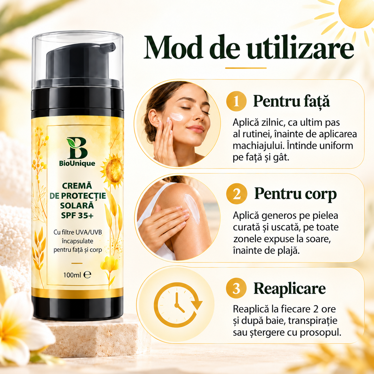Cremă cu factor de protecție solară SPF +35 pentru față și corp, 100 ml