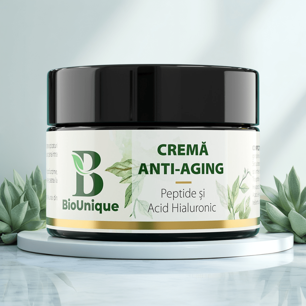 Cremă Anti - Age cu Peptide și Acid Hialuronic ce reduce ridurile și oferă hidratare pielii - BioUnique