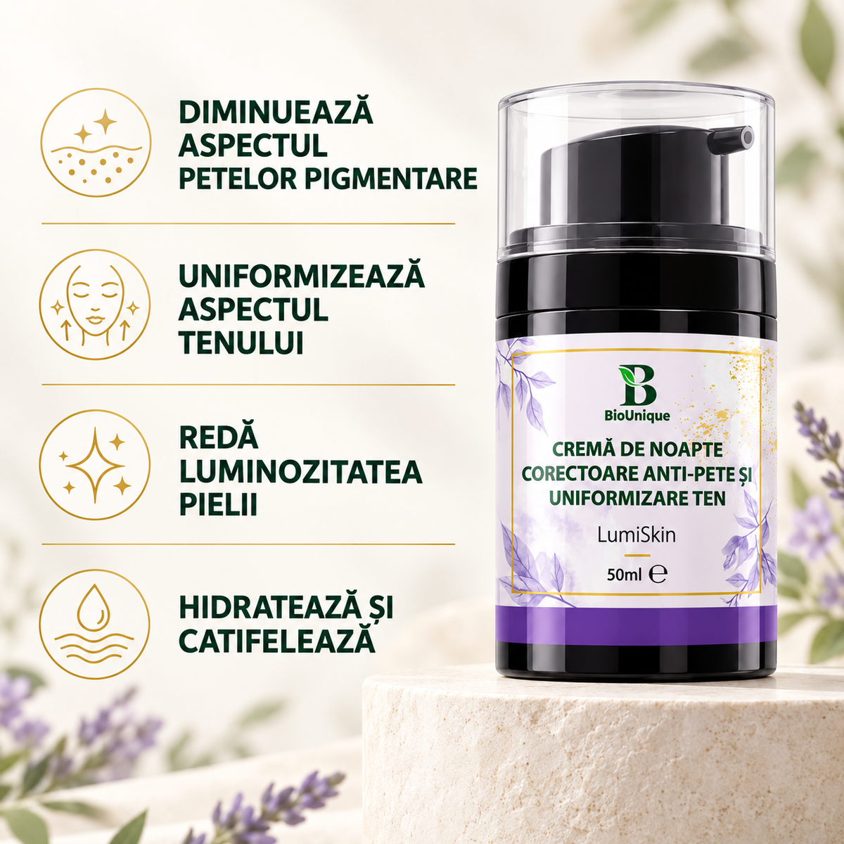 Cremă de noapte corectoare anti-pete și uniformizare ten cu lumiskin, 50 ml