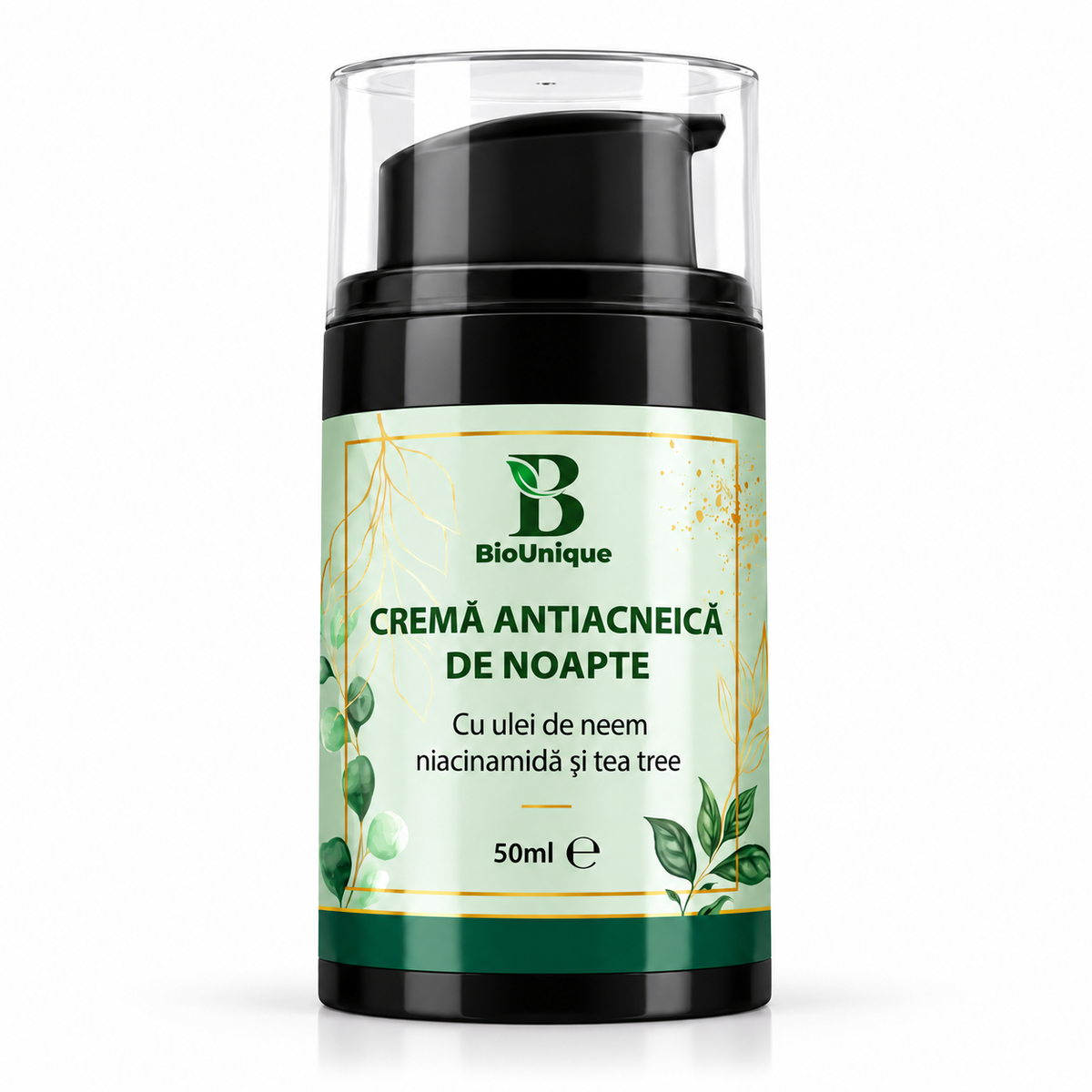 Cremă antiacneică de noapte cu neem, niacinamida si tea tree, 50 ml
