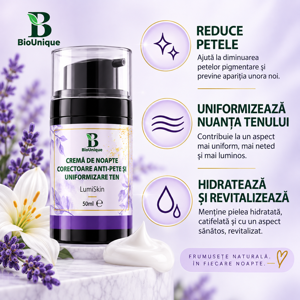 Cremă de noapte corectoare anti-pete și uniformizare ten, 50 ml