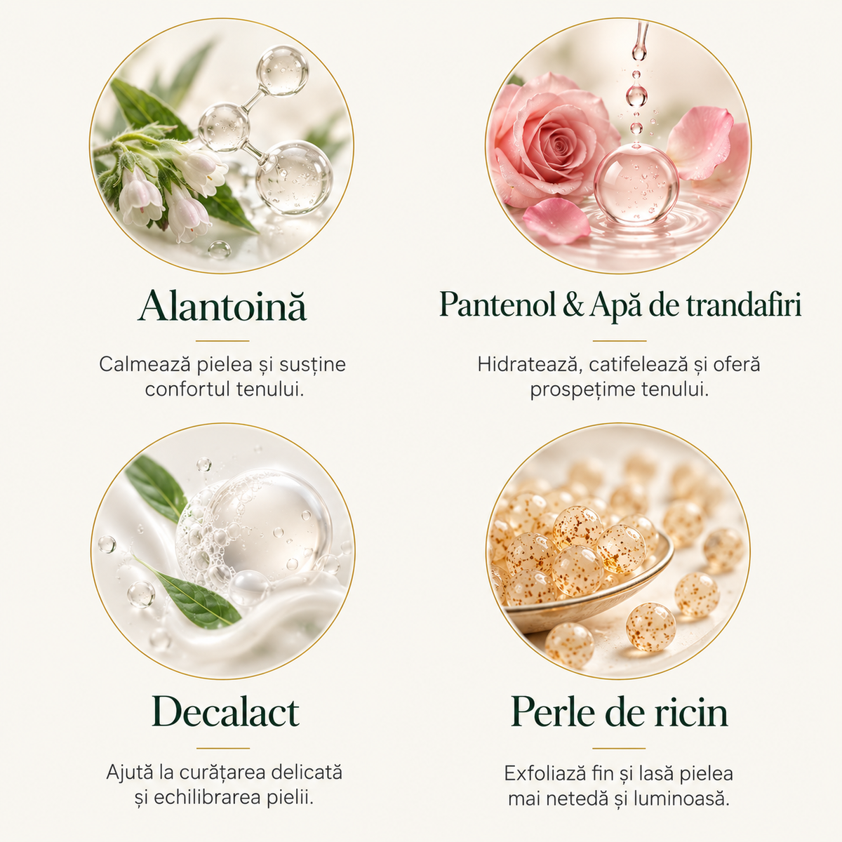 Gel de curățare a tenului cu apă de trandafir & perle de ricin, 100 ml