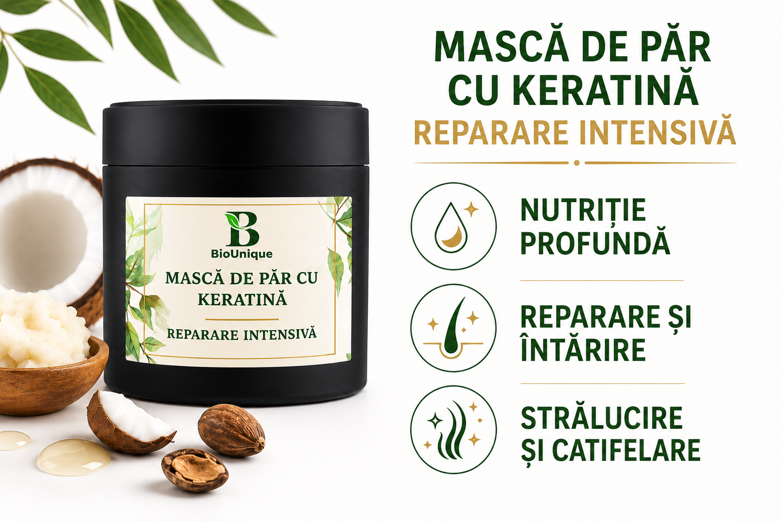 Masca de păr cu Keratină – Reparare Intensivă 300 ML