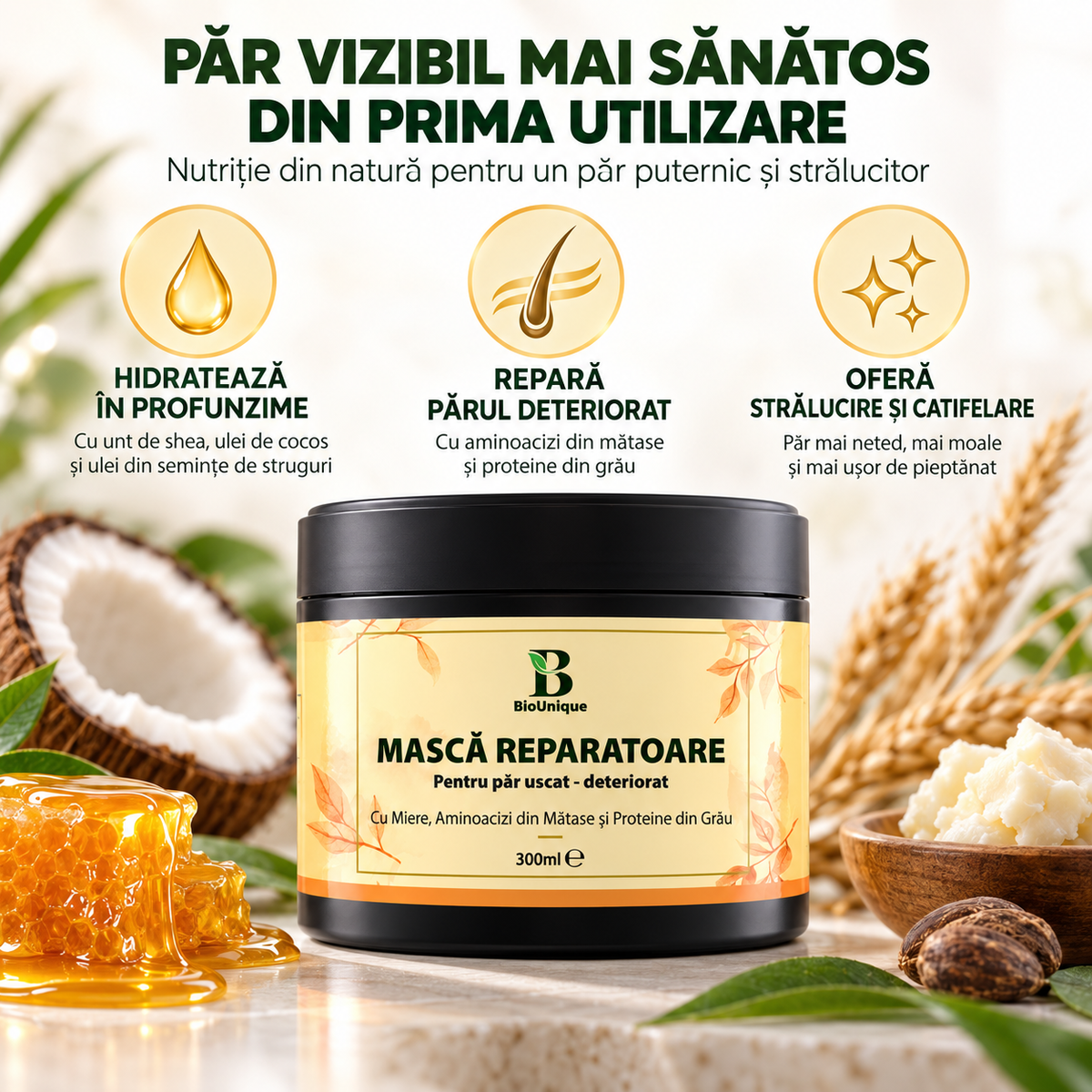 Mască Reparatoare pentru Păr Uscat și Deteriorat – 300 ml